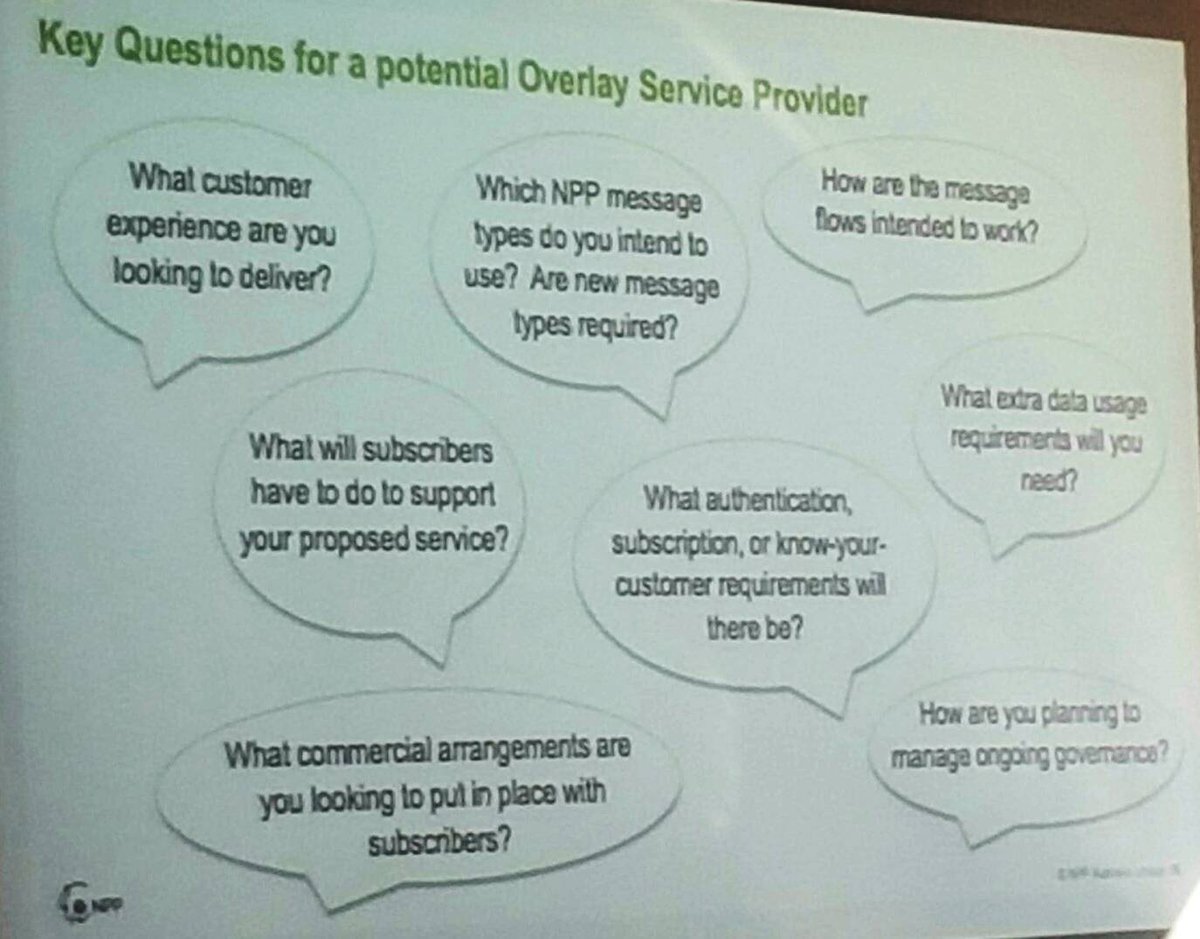 R u a #fintech wanting to build an overlay service for New Payments Platform? Start asking these questions. #NPPatSandC <a href="/stoneandchalk/">Stone & Chalk</a>