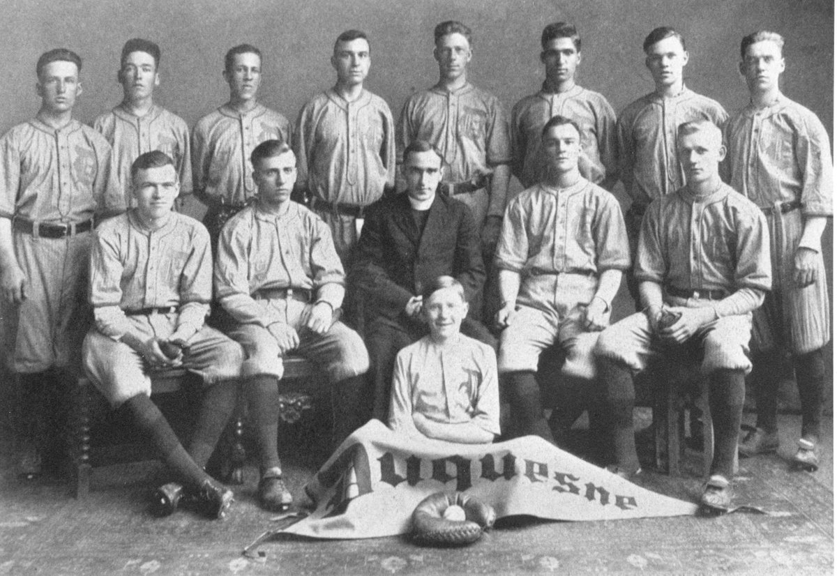 GumbergLibrary's tweet photo. Happy Opening Day! Here's an #ArchivesBaseball photo from Duquesne’s team in 1916. Recognize Homestead Grays player Cumberland Posey? ⚾️⚾️ https://t.co/XfXnGRPDRp