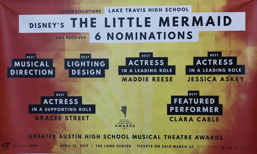 The <a href="/LakeTravisHS/">LT High School</a> <a href="/LTHSMusical/">LTHS Little Mermaid</a> students nominated for <a href="/longcenter/">Long Center</a> Greater Austin HS Musical Awards in 6 categories!  ow.ly/Hg8b30awCQB
