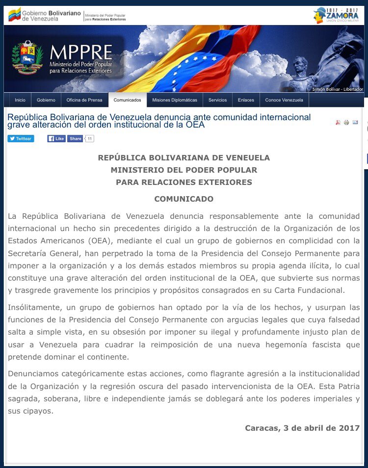 VillegasPoljak's tweet photo. #Venezuela denuncia ante comunidad internacional grave alteración del orden institucional de @OEA_oficial 
https://t.co/eiZeVnWJLf… https://t.co/Zi7cHu9w9r