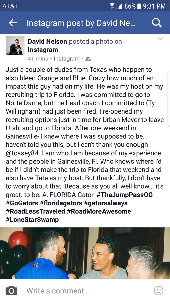 InsideTheGators's tweet photo. David Nelson to Tate Casey. Imagine how if just one little thing in a chain of events had changed your life could be completely different https://t.co/cs7rWUV2bh