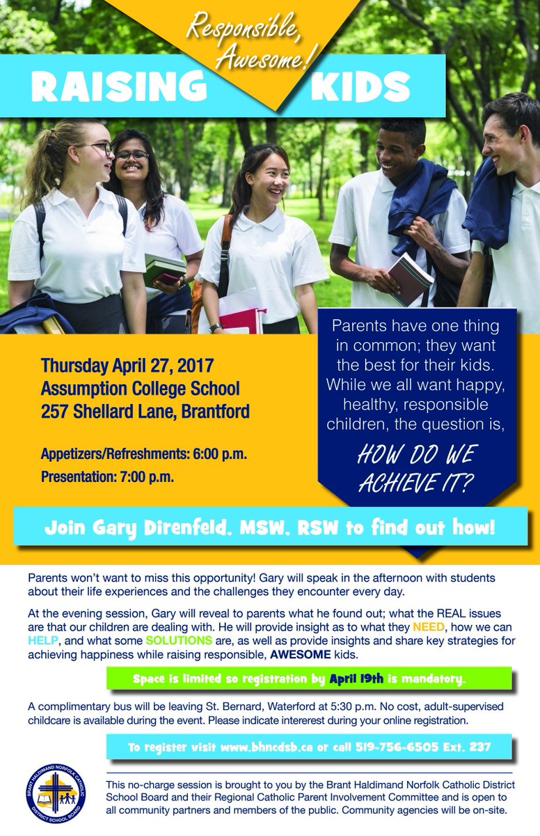 Mark it on your calendars! "Raising Awesome Responsible Kids" Symposium on Thursday, April 27th at ACS. Childcare &amp; appetizers as well 👍
