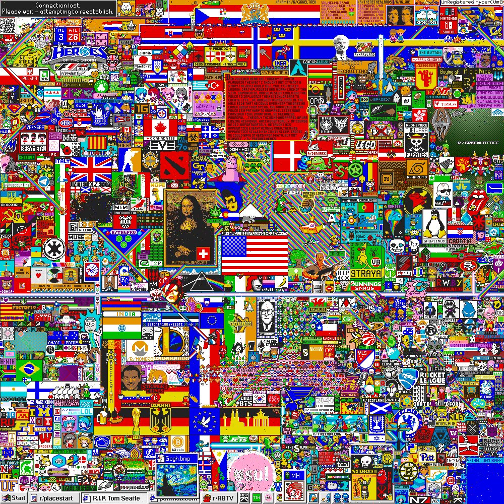 Lisaa_RS's tweet photo. The internet in a nutshell, according to Reddit r/place https://t.co/rzSeejnqZV