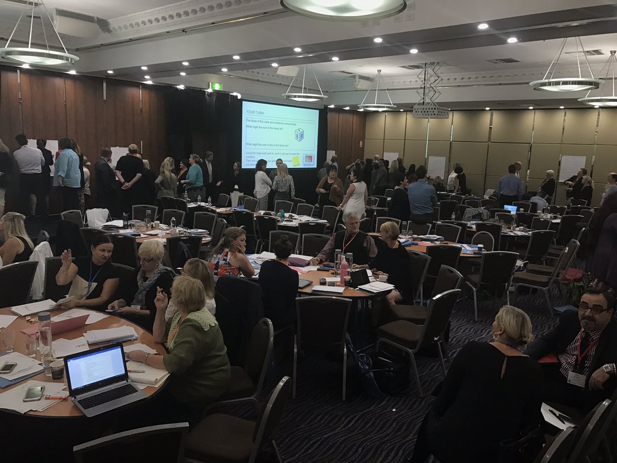 learnPSNSW's tweet photo. Delegates working in groups to solve a maths problem then provide comments. Gallery walk style! #DoEHighExpectations https://t.co/L3D4qRJI2O