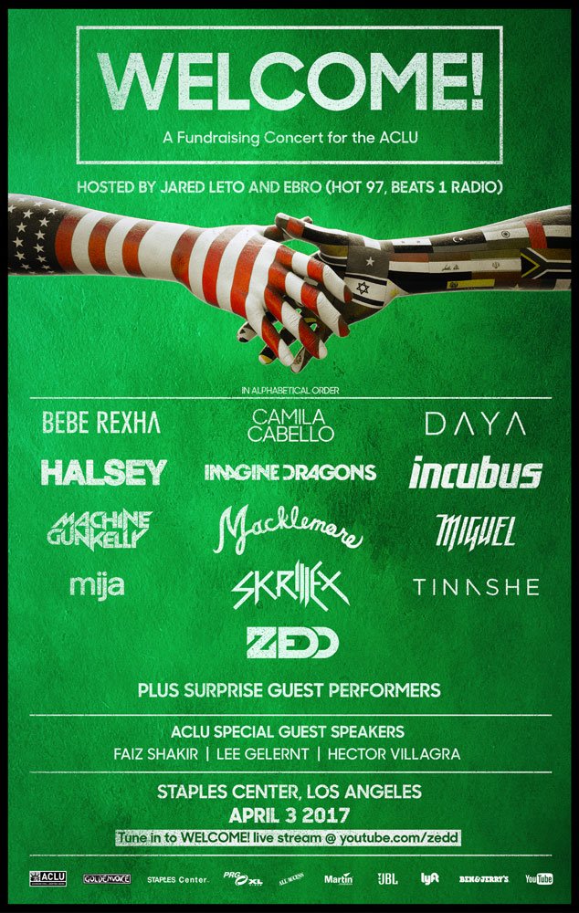 niceound's tweet image. Enjoy @Zedd's WELCOME! benefit concert for the @ACLU live here: youtu.be/MnQdr3IdbGU hosted by @JaredLeto!