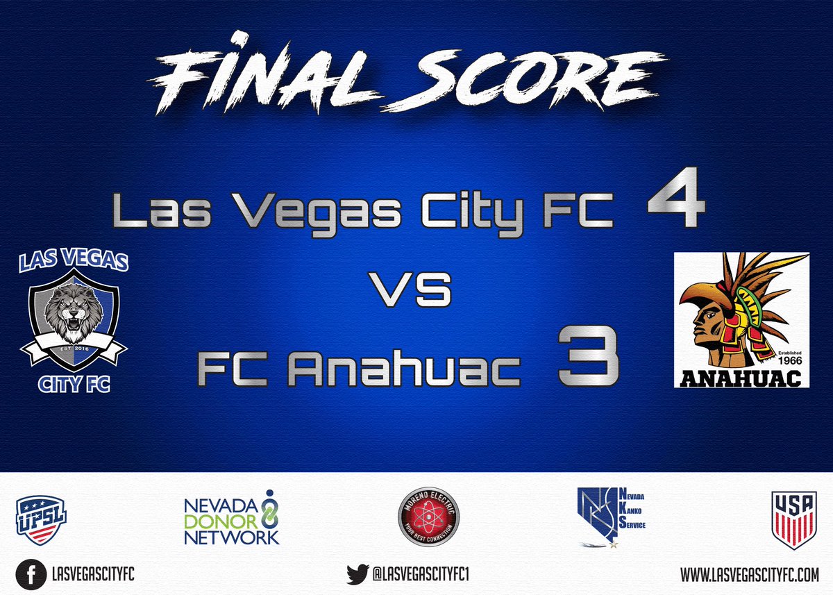 Great Job Team! First victory of the season against the current champion! Keep up the great work. #OneCityOneTeam #LVCFC #UPSL