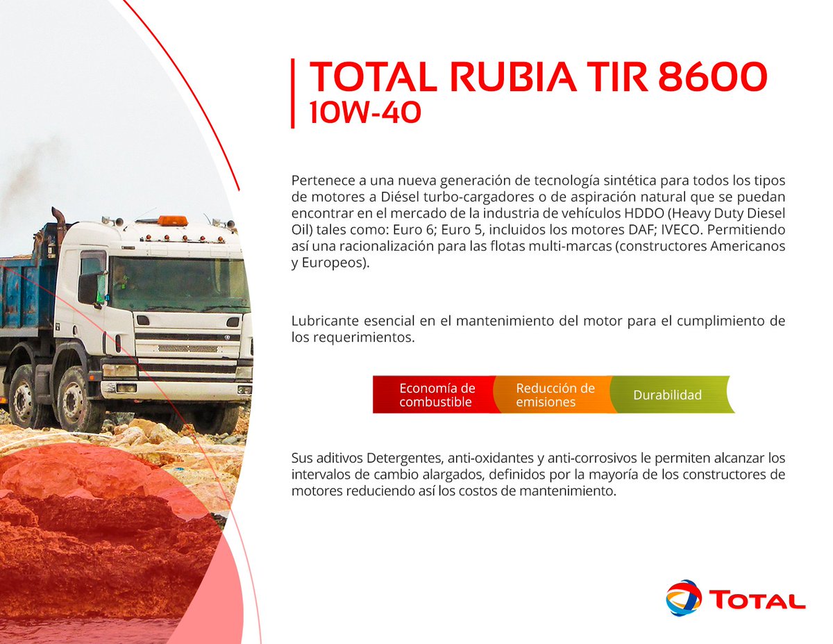 TotalEnergiesMX's tweet photo. ¡Rubia TIR 8600 el lubricante diseñado para los más pesados! Cuida tu motor y economiza en combustible. #RubiaTOTAL https://t.co/vi7TNLgYFj https://t.co/LzgM94FeXH