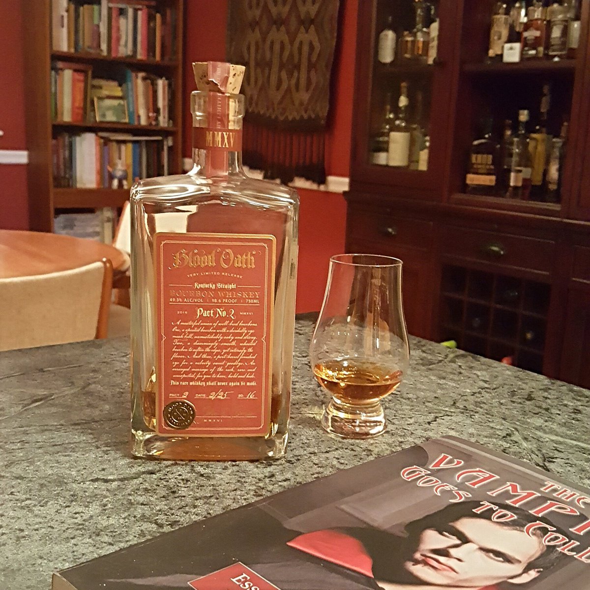 stilltrippers's tweet photo. Blood Oath Pact No. 2 Bourbon, Day 93 of 365 Drams 2017, 20/23/22/22 - 87 Total #365drams2017 #saratogawhiskeyclub #bloodoath #Vampire https://t.co/1TPod5IwwD