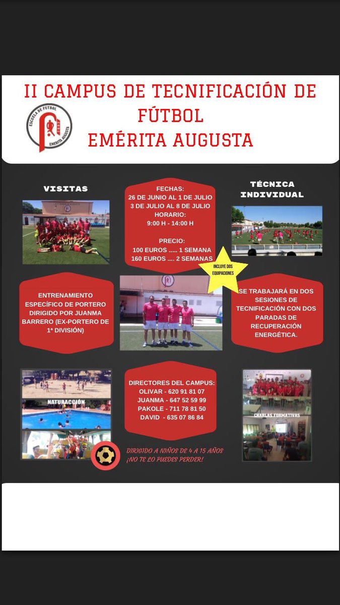 EFEmerita's tweet photo. Debido al exito del I, este año tendremos el II Campus de tecnificacion de futbol🔴⚫️⚽️ https://t.co/gFbfGXgxKe