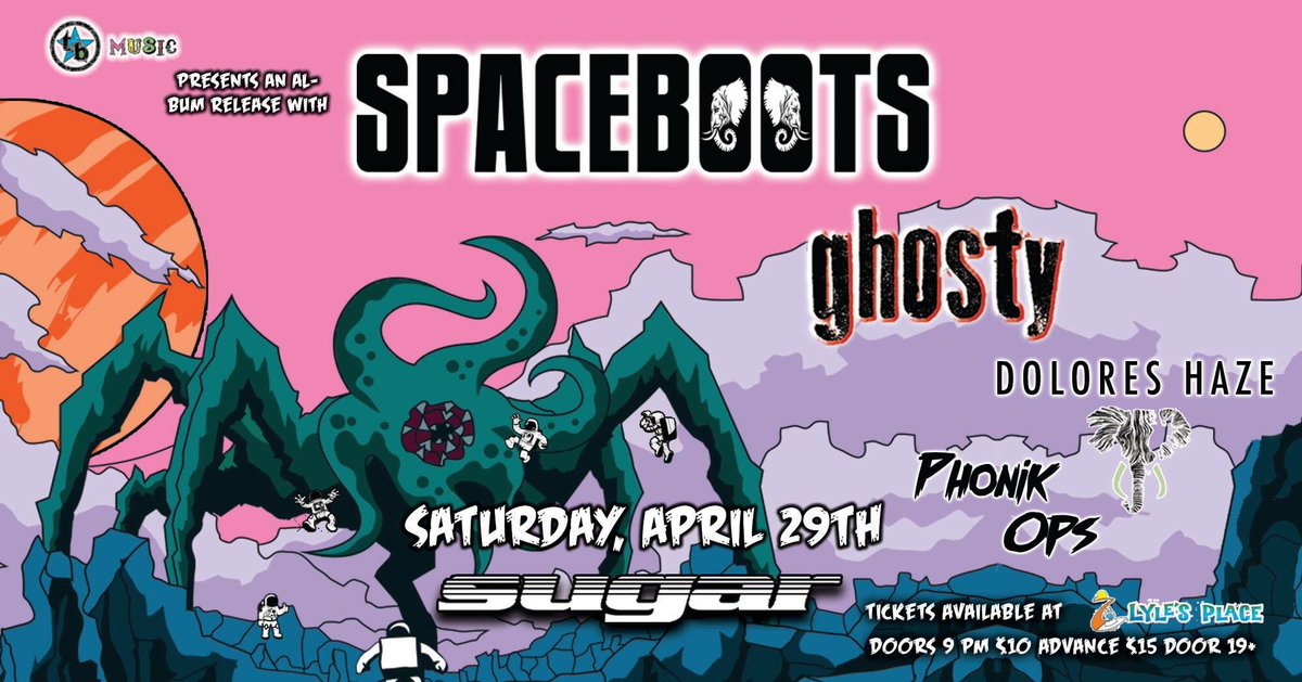 capitalballrm's tweet photo. No one throws a party quite like @SPACEBOOTSband!! We're stoked to host their album release w/ @GhostyBoy, #DoloresHaze &amp; @phonikops!! #yyj https://t.co/1wD8LfzNu7