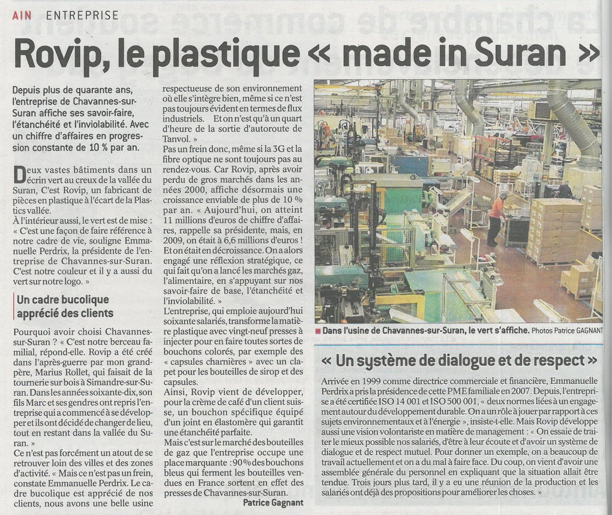 Article sur ROVIP <a href="/leprogresain/">Le Progrès Ain</a> de ce jour