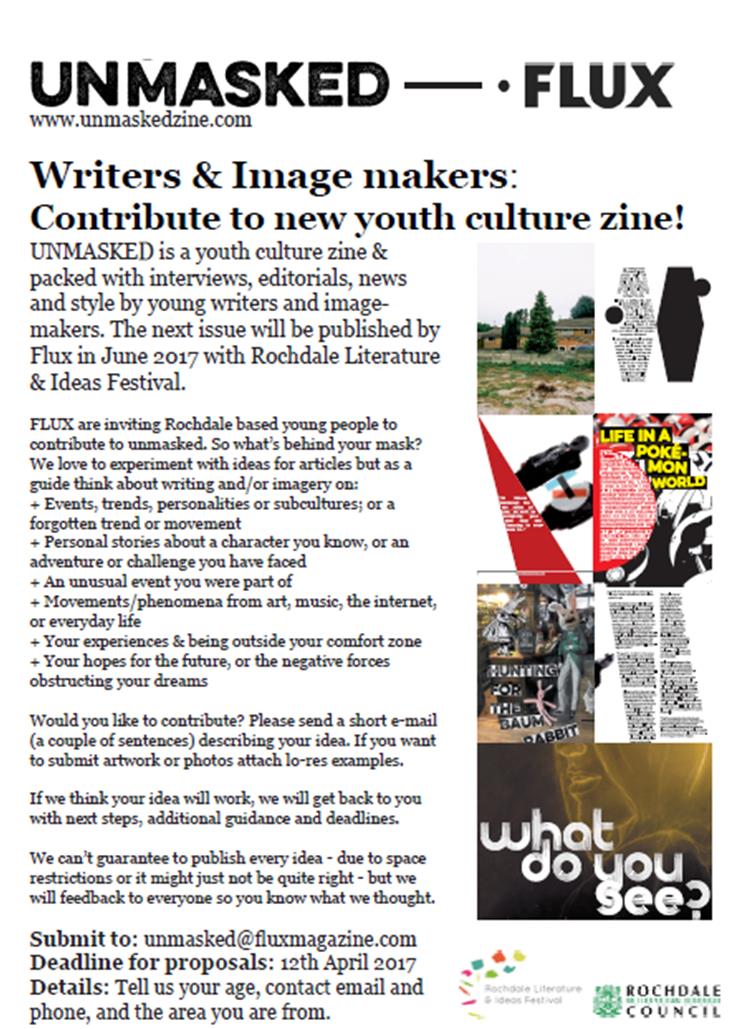 Exciting opportunity for 14-25 year olds to contribute to <a href="/unmaskedzine/">unmaskedzine</a> @FluxMagazine