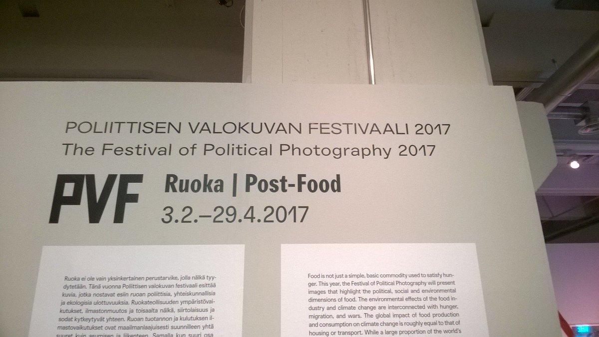 SHoynalanmaa's tweet photo. "Who has the power to decide the cost of food and the producers share?" Excellent exhibition on food @valokuva_museo #menovinkki #pvf2017 https://t.co/EFq3qvZcAl