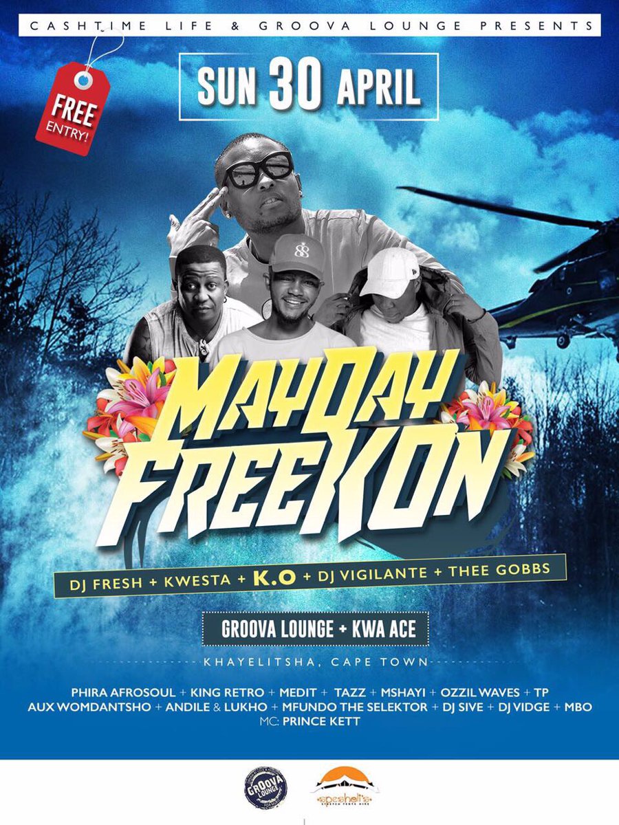 MrCashtime's tweet photo. On to the next one. Cape Town we are bringing the #FreeKOn to YOU at the end of April! Let's get it!!! #KO #Kwesta #DjFresh 30-04-17 https://t.co/qvcPwtju9A