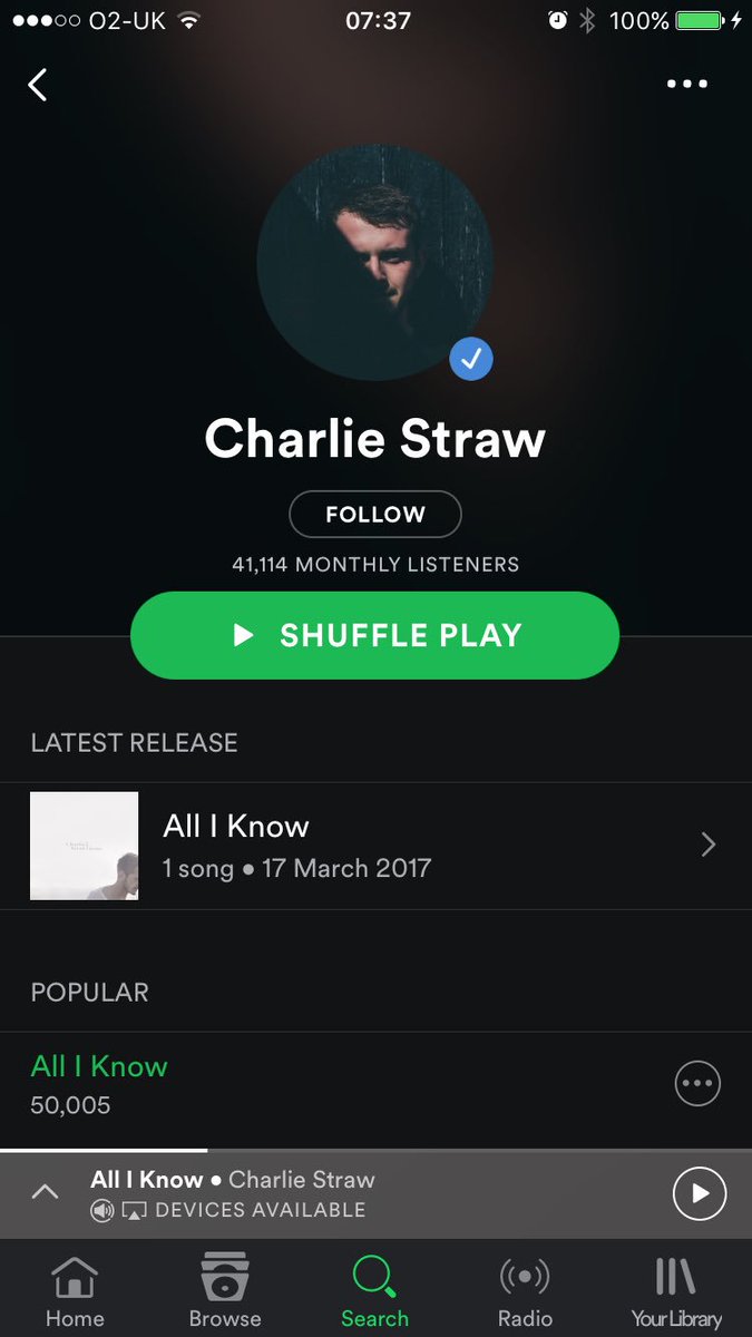 CharlieStraw1's tweet image. WOW. 50,000 plays on @spotify in 2.5 weeks. That's crazy! Thank you thank you thank you!
#goodweek #aprilrules