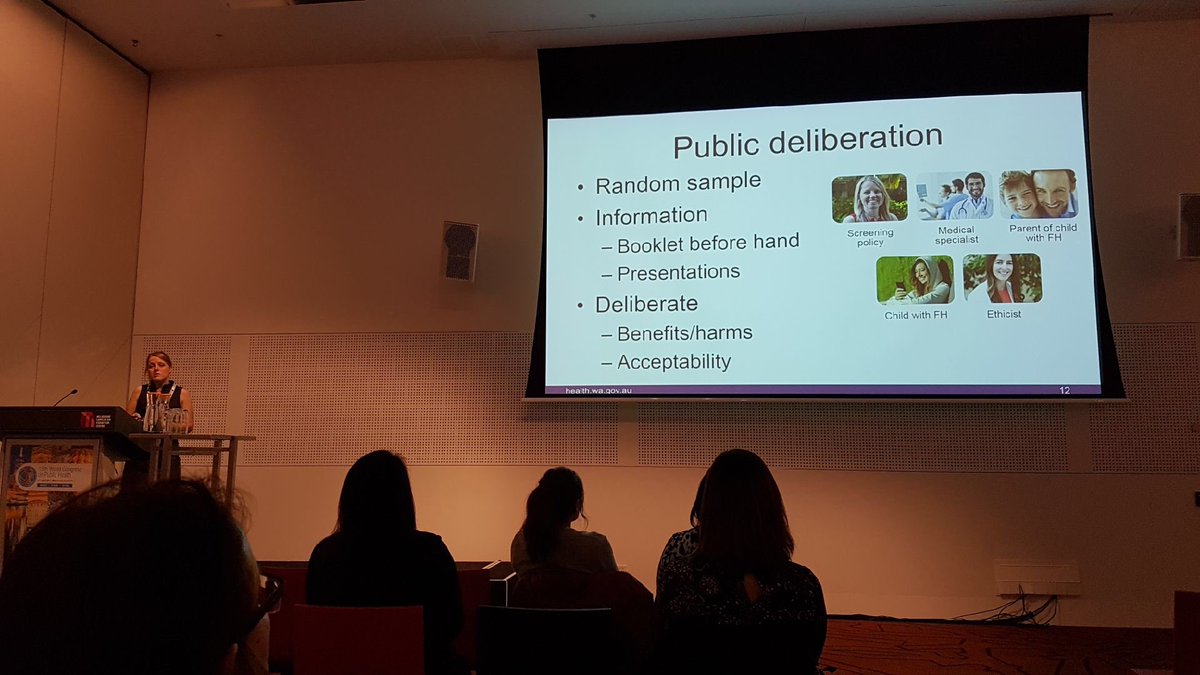 Karla_Lister's tweet photo. Fun to share an EG of engaging the public: presenting on a deliberative approach to explore public's views re FH screening #WCPH2017 https://t.co/JYEnoD4Qq5