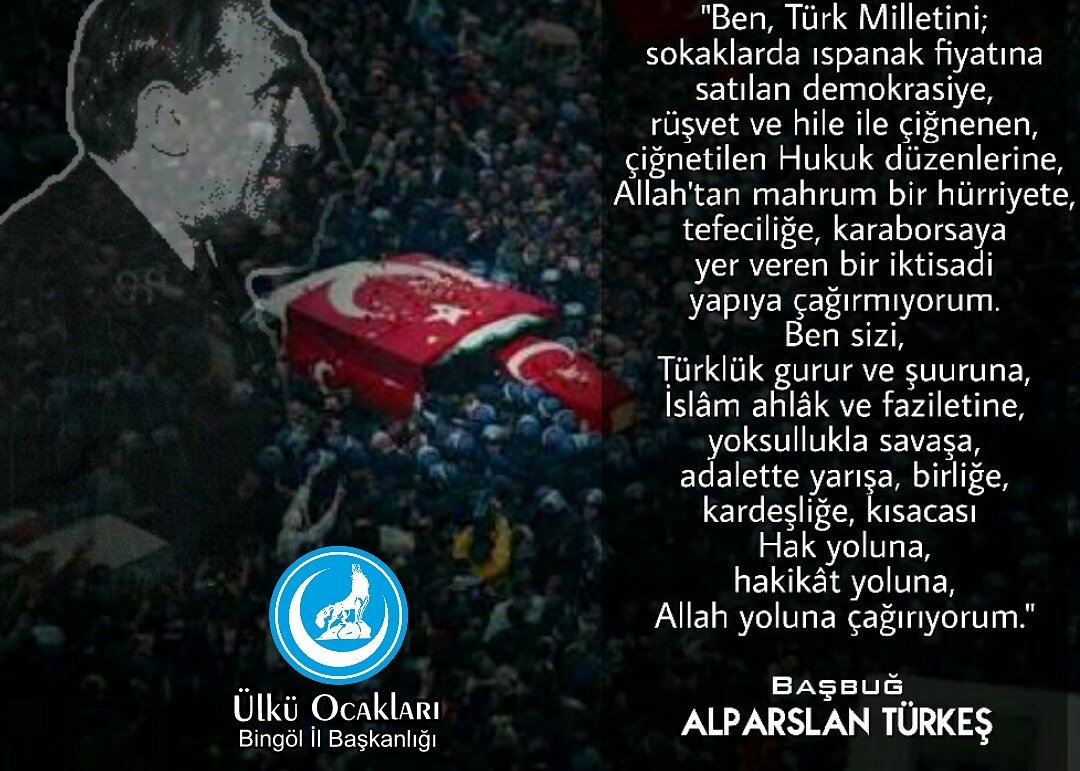 Milliyetçi-Ülkücü Hareket'in Başbuğu Alparslan TÜRKEŞ'i, aramızdan ayrılışının 20. yılında rahmetle anıyoruz...