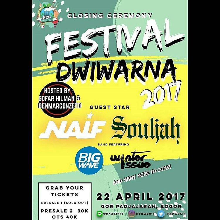 InfoPensi's tweet image. #infopensi @fdw2k17 with @Naifband @souljahmusik @bigwavesounds @winter_issue 

MC : Gofar Hilman @pergijauh &amp;amp; @ibenmargonzetd
