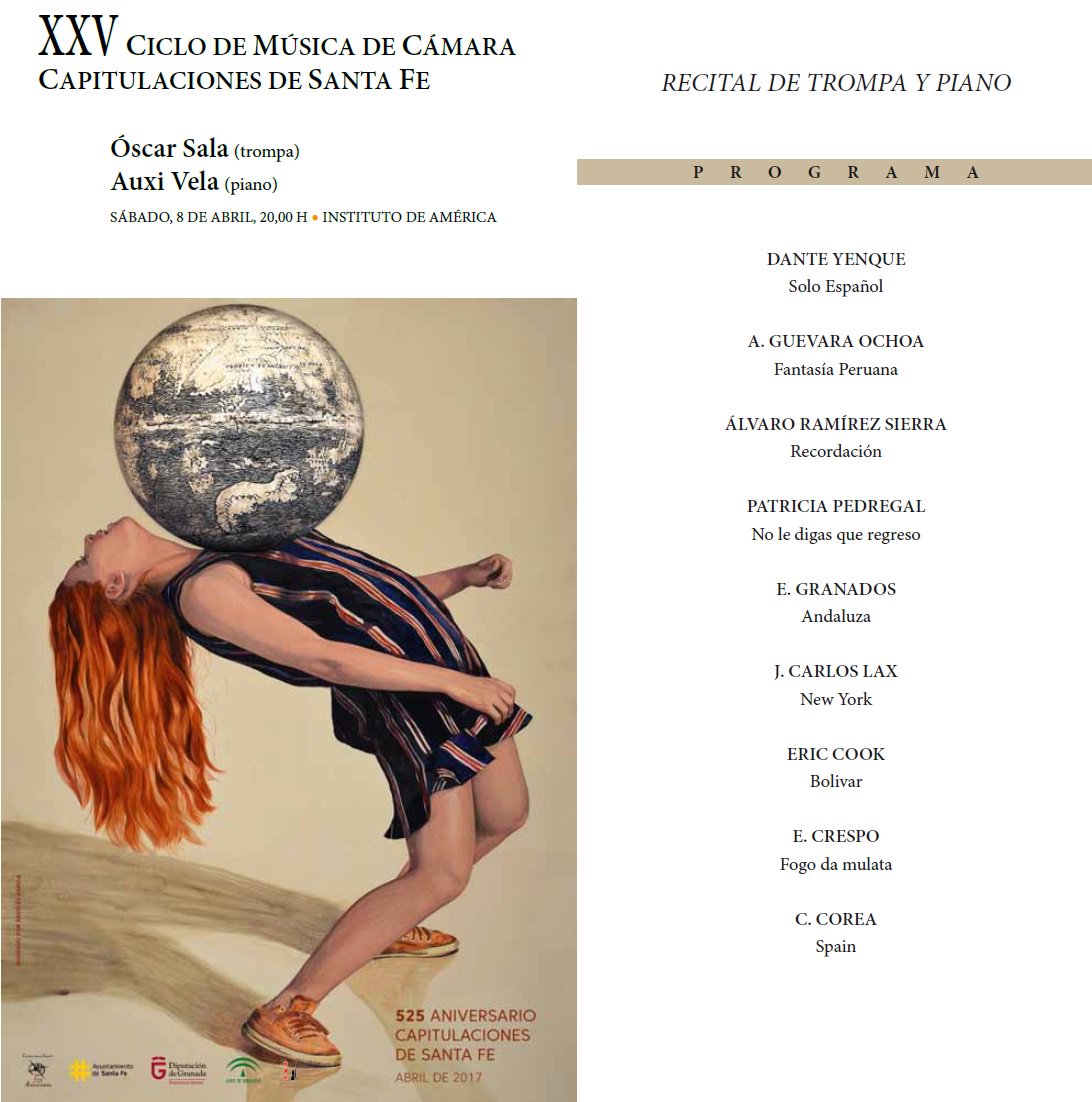 AmigosOCG's tweet photo. Sábado - 20 h - @InstitutodeAméricaSantaFe 
RECITAL TROMPA Y PIANO - Oscar Sala Auxi Vela 
#capitulaciones #CicloCamaraCapitulacionesSantaFe https://t.co/UliFpg7T4l