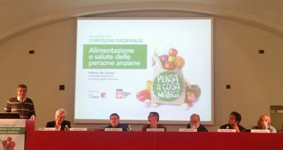 enrico_revello's tweet photo. #pensaAcosaMangi a Pollenzo anteprima della ricerca "Alimentazione e salute delle persone anziane" @CgilImperia @Cgil_Liguria @spi_liguria https://t.co/X2Mnv1L8y2