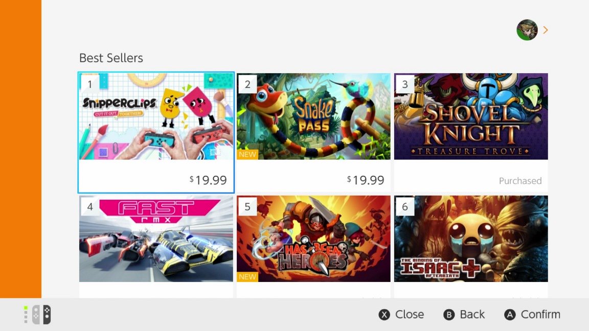 frozengaff's tweet photo. Best Sellers! I like them! #nintendoswitch #snakepass #bingingofisaac #showelknight #hasbeenheroes https://t.co/cZBDpwD8PM
