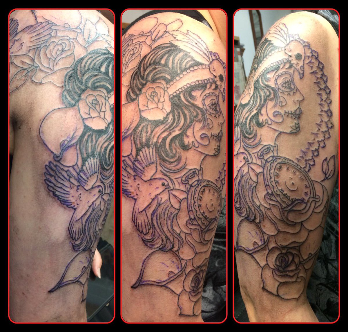 Timeless_Alton's tweet photo. Cover up completed last week by Sharon with stages 1, 2, 3 &amp; 4. #timeless #timelessalton #timelesstattoos #thetimelesstattoo https://t.co/wrya1RzdZ6