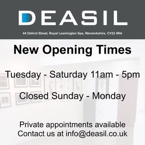 New Opening Hours at Deasil. Look forward to seeing you! #leamrt #leamingtonhour #loveleam #art #artists #artgallery #independent