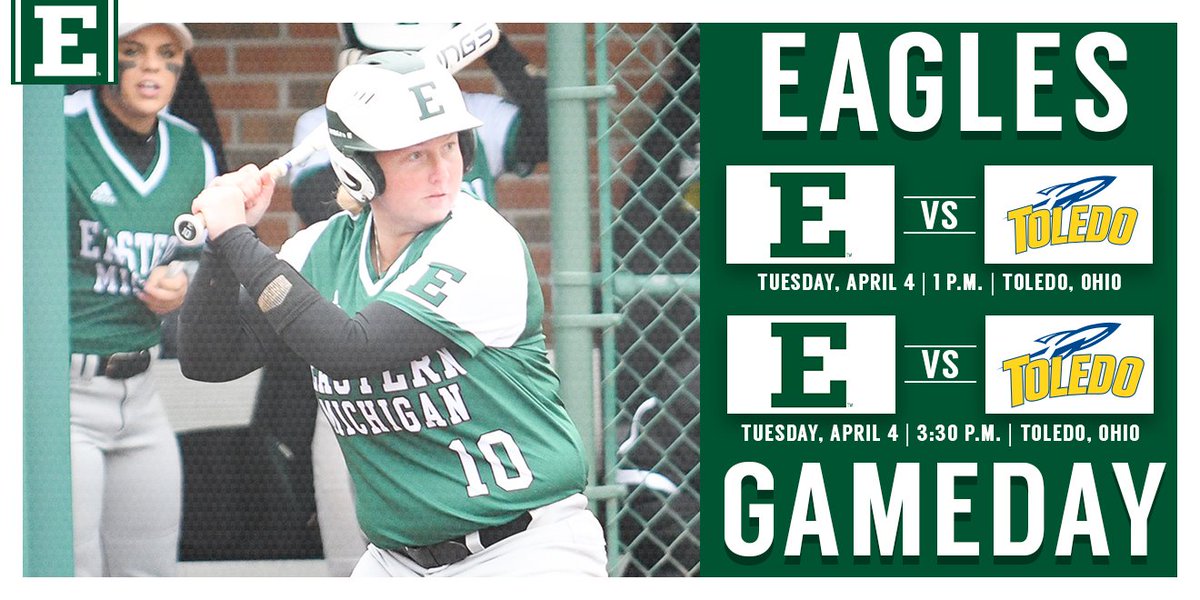 EMUAthletics's tweet photo. Taylor Wagner &amp; @EMUSoftball open a six-game roadtrip with a doubleheader against Toledo at Scott Park! #EMUEagles #MACtion https://t.co/lbjJ1N5Eex