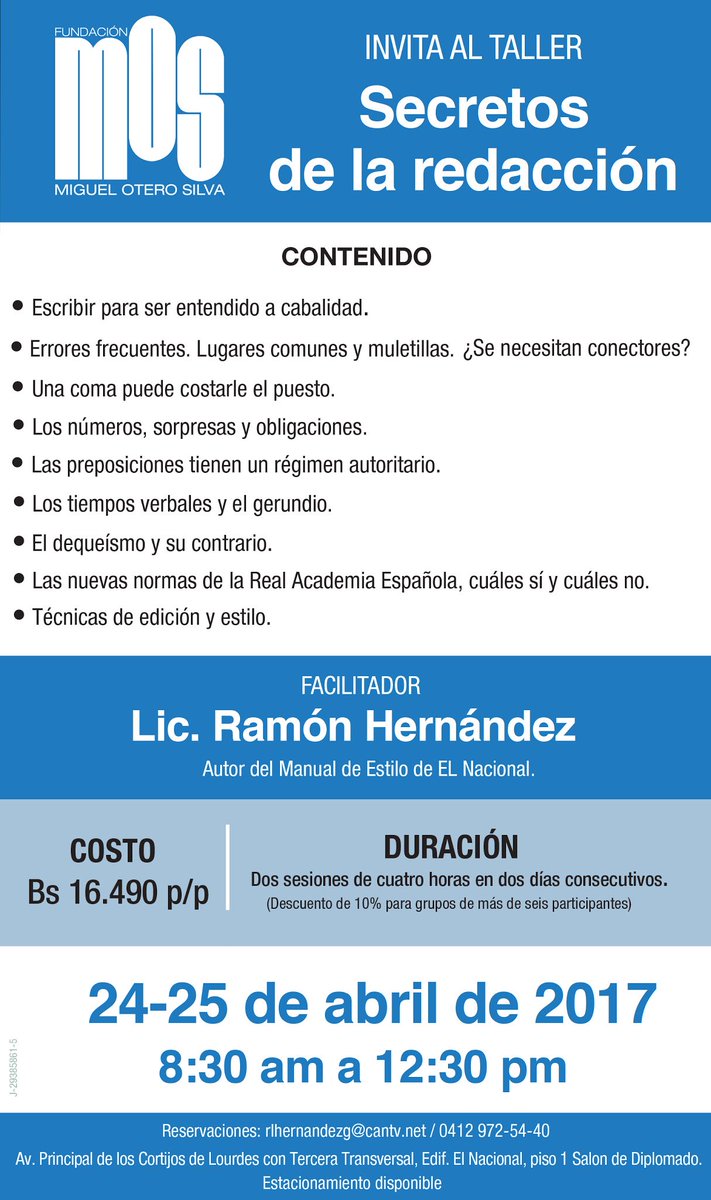 ¿Quieres aprender las técnicas de edición y estilo y no sabes cómo? Asiste al Taller Secretos de la Redacción -->