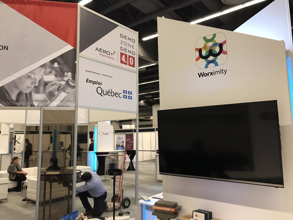 Worximity's tweet image. En préparation pour la zone démo 4.0 de AeroMTL les 4-5-6 avril au Palais des Congrès #usineintelligente #iiot #tileconnect #tileboard