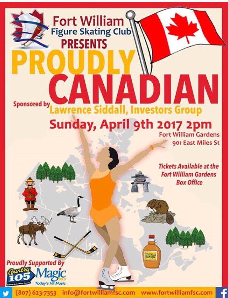 FtWilliamFSC's tweet photo. Our ice show is this Sunday, April 9 at 2:00 pm at the Fort William Gardens! Tickets available at the box office. #fwfsc #canada150 https://t.co/EX3VrV0Ocf