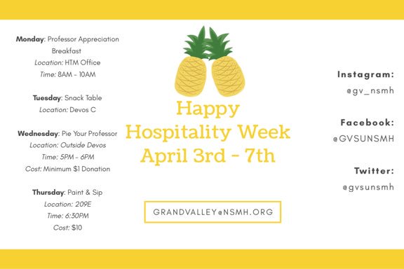 gvsunsmh's tweet photo. Head to our snack table today! And check out our other events this week! #nsmhHospWeek17
#nsmhStateOfMind
#nsmhWORLD
#PlantingSeeds4Growth https://t.co/6Sya1Ir6Jg