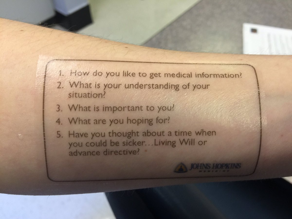 #PalliativeCare Tip Of The Week: Use the #communication checklist or tattoo (as a prompt) that works for you #PalCareTip #BetterCare #hpm