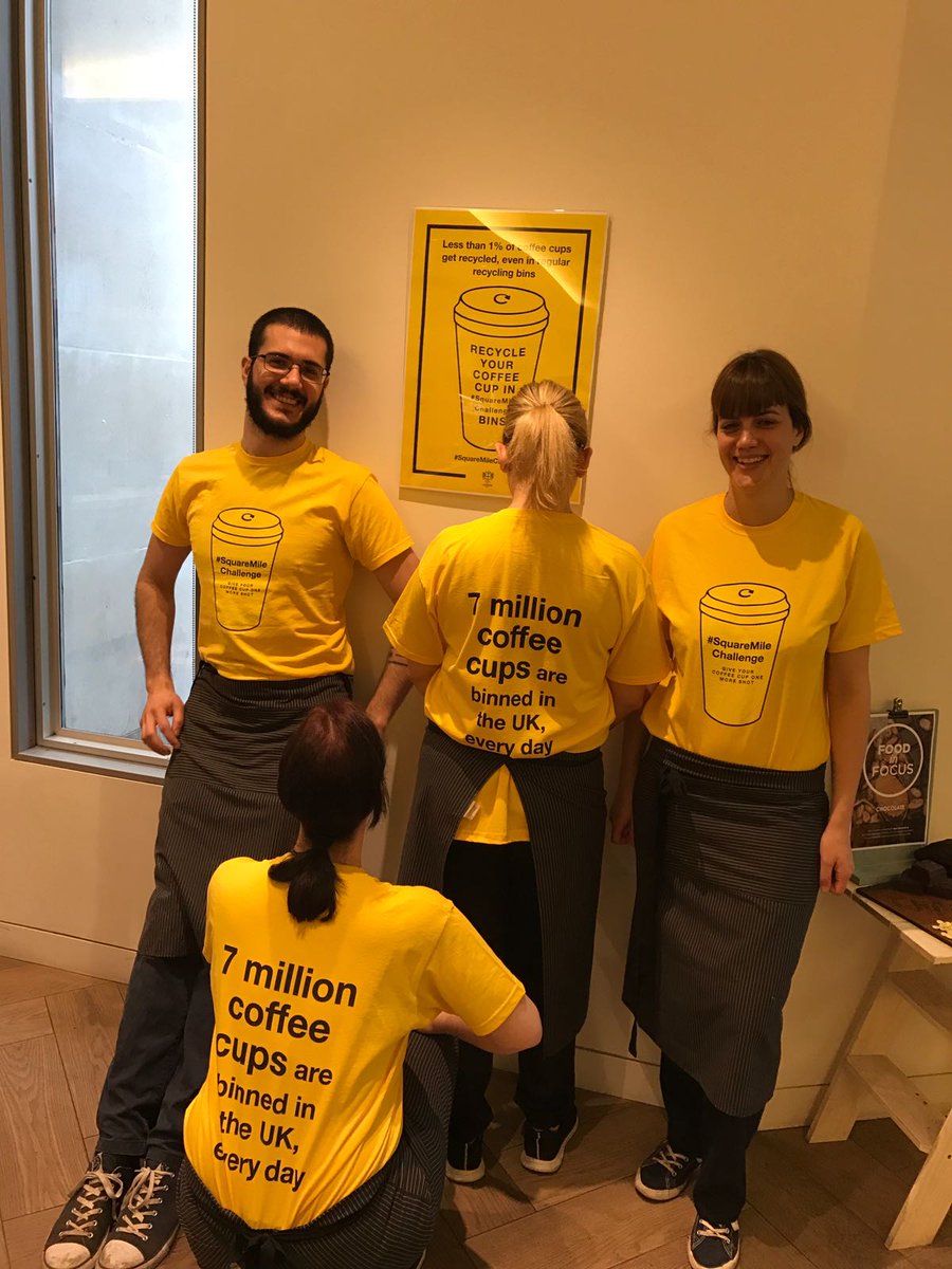 cbar_smc's tweet photo. Our team supporting #SquareMileChallenge at the Cbar. Give your coffee cup one more shot! #CBAR_SMC #Recycled https://t.co/5KusvlqyT5
