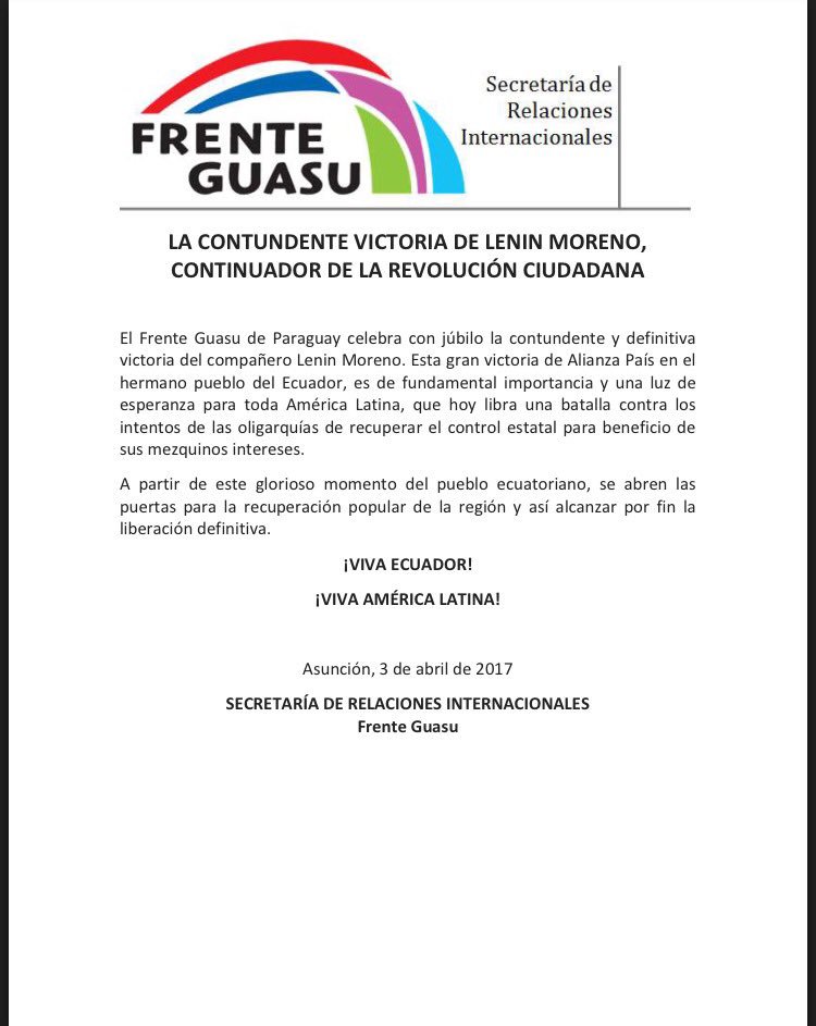 RicardoCanese's tweet image. La revolución ciudadana continúa en Ecuador. El pueblo así lo decidió!