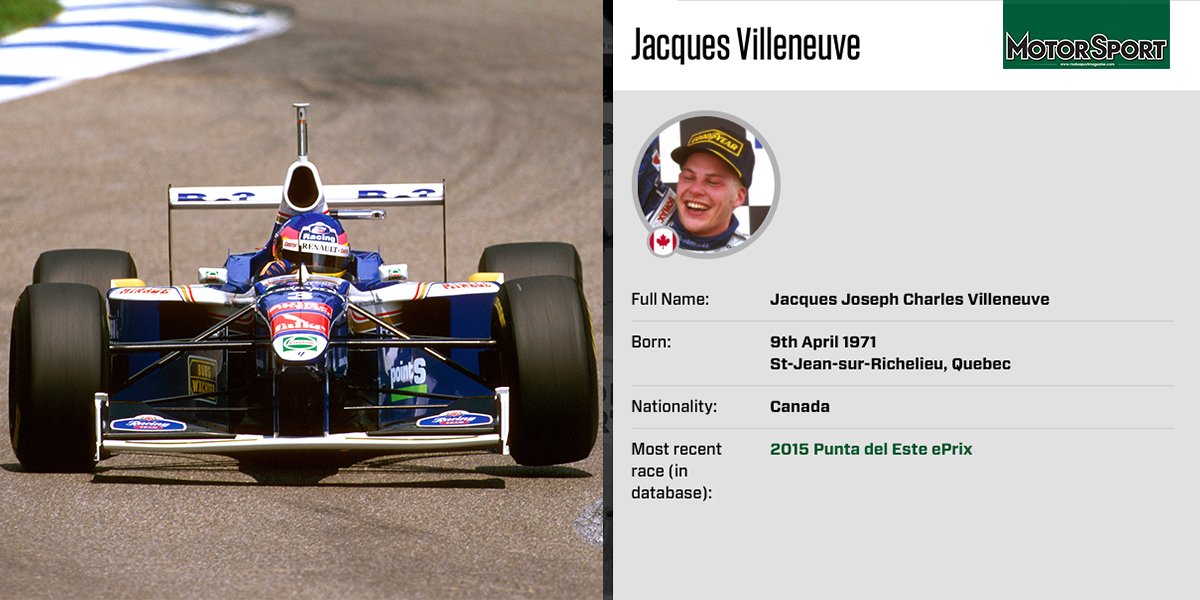 Happy birthday Jacques Villeneuve, 46 today:  