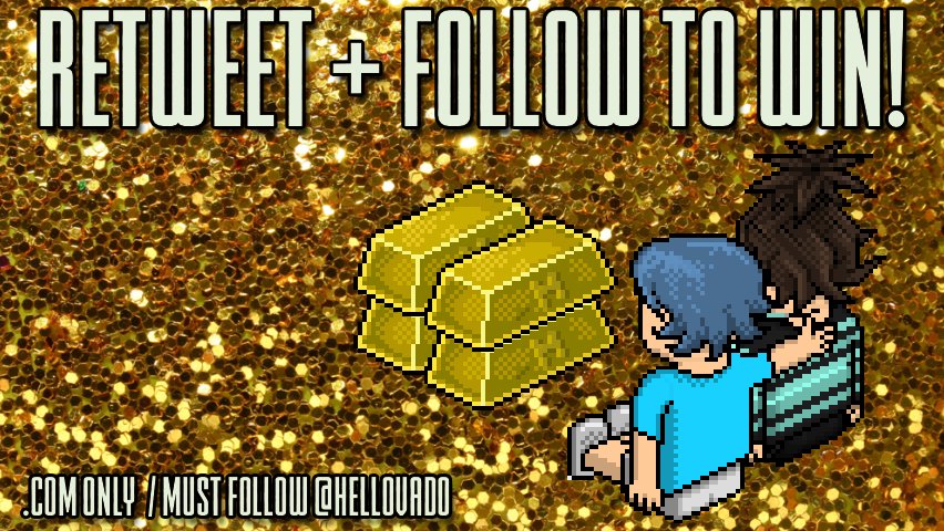 HelloVado's tweet photo. RETWEET + FOLLOW TO WIN! 100 #HABBO CREDITS! @Habbo.COM ONLY. ENDS 10th APRIL. #VadoRTComp #TheLifeOfVado https://t.co/GO5Ee46crd