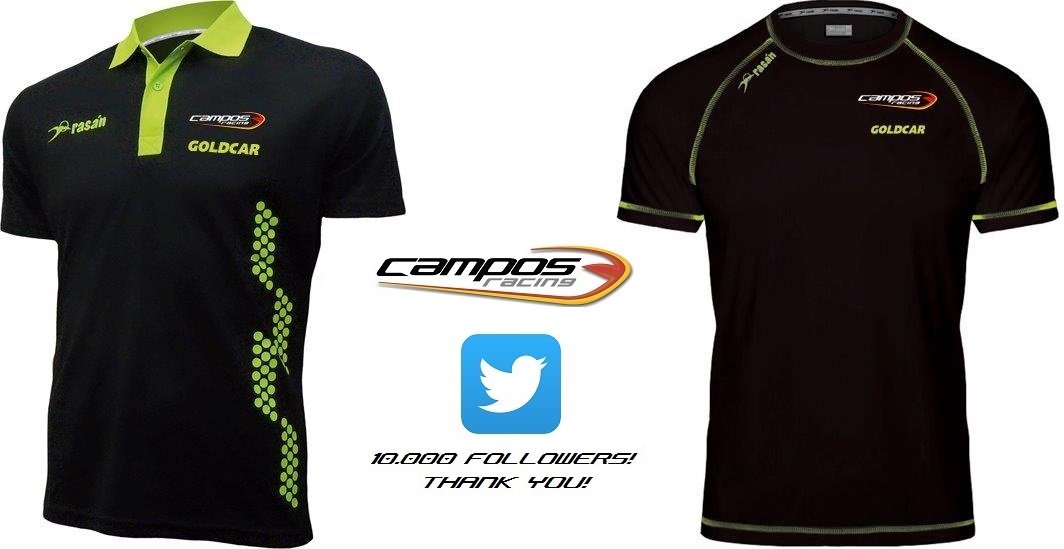 CamposRacing's tweet photo. ¡SORTEO! Para celebrar los 10000 seguidores en twitter, ¡sorteamos camiseta y polo de @CamposRacing 👏! Sólo tienes que seguirnos y hacer RT. https://t.co/YC9TB7rena