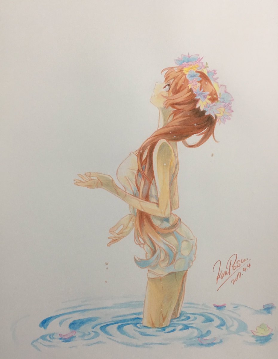 Kanposuuu_'s tweet photo. ――愛に濡れ、恋に咲く
万の里の花―――――――

ニセコイより橘万里花描きました！

#色鉛筆 https://t.co/MhQl95ACea