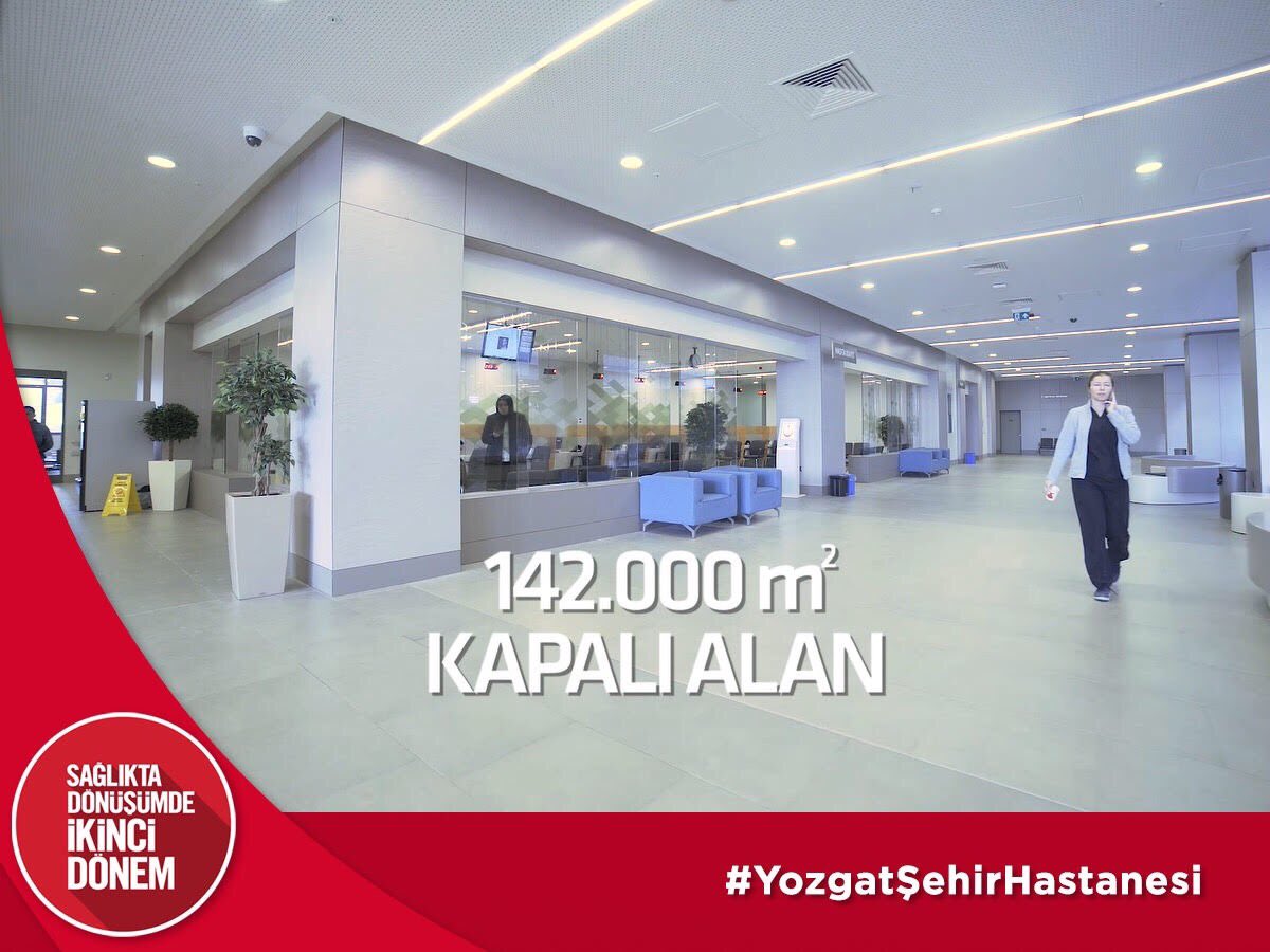 Sağlıkta Büyük Dönüşüm tüm hızıyla devam ediyor. 142.000 metrekare kapalı alana sahip #YozgatŞehirHastanesi bugün açılıyor.