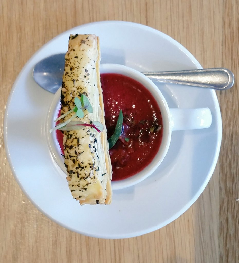 Over to the reds. Paired with the <a href="/creationwines/">Carolyn Martin</a> Estate Pinot Noir 2016, raspberry and strawberry gazpacho #pinotnoir