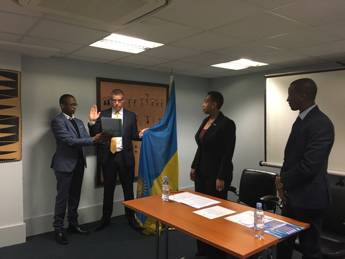 YKaritanyi's tweet photo. @RwandaInUK pleased to welcome new #Rwanda-n citizen, Mr. Steven Cooksley. Excited to hear abt his #Kivubelt #tourism  projects. https://t.co/eyQb8mk3rF