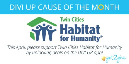 DiviMN's tweet photo. We are thrilled to announce that @tchabitat is our April cause of the month! #get2give Download now: https://t.co/I0II9ZKE08 https://t.co/1zHSEyrkIB