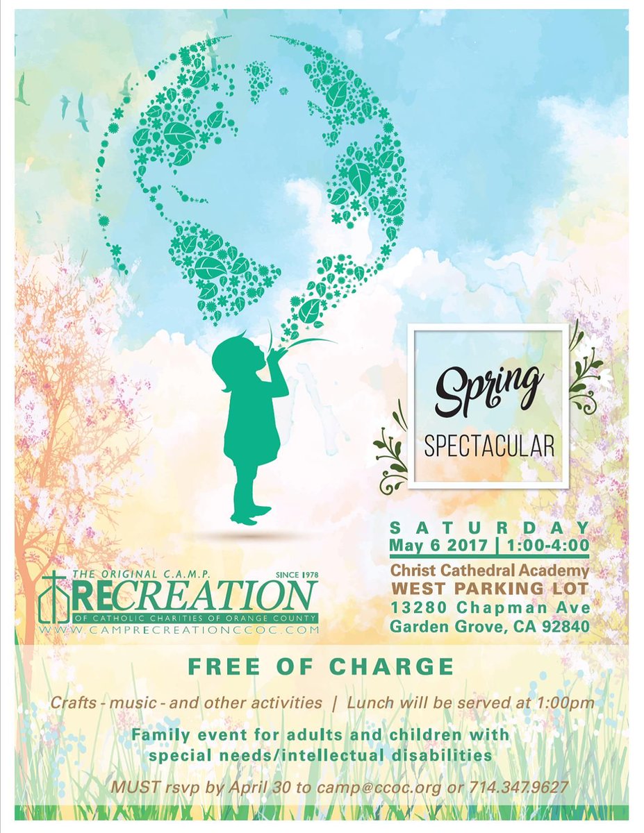 Camp_ReCreation's tweet photo. RSVP by April 30 to participate in our Spring Spectacular! You won't want to miss it! #Smile #Happiness #CampRec https://t.co/YNolM2AXu1