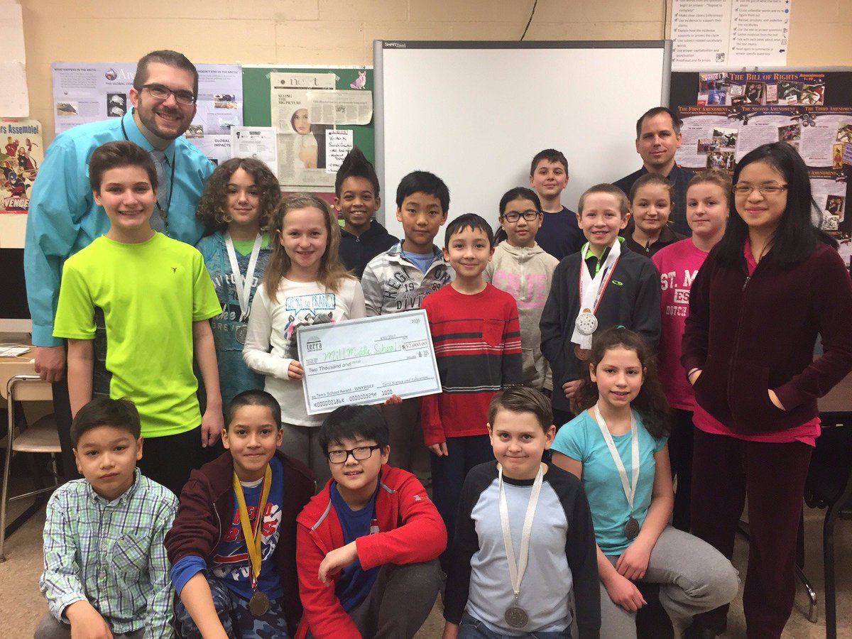 WCSD_K12's tweet photo. #MillMiddle stdnts won awards in Math, Tech Dev, Environment, & Human Behavior. Mill awarded $2k for STEM program for most # of participants https://t.co/2OOdvIRK5P