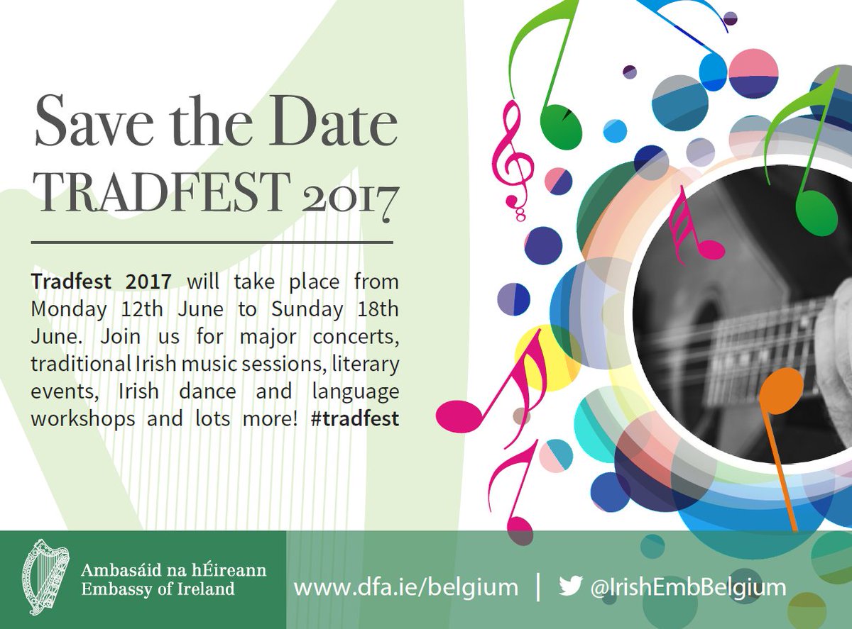TradfestB's tweet photo. Embassy of Ireland will run Belgium’s largest ever traditional Irish music and culture festival in Belgium on 12-18 June #TradfestBelgium https://t.co/le3D4fLhlZ