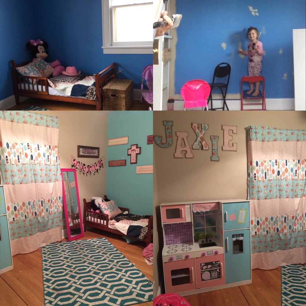 DouthitKenzie's tweet image. Before and after in Jaxies room. 💁🏼 tackled that in a few days and love the turn out. #houseflip #morepicstocome