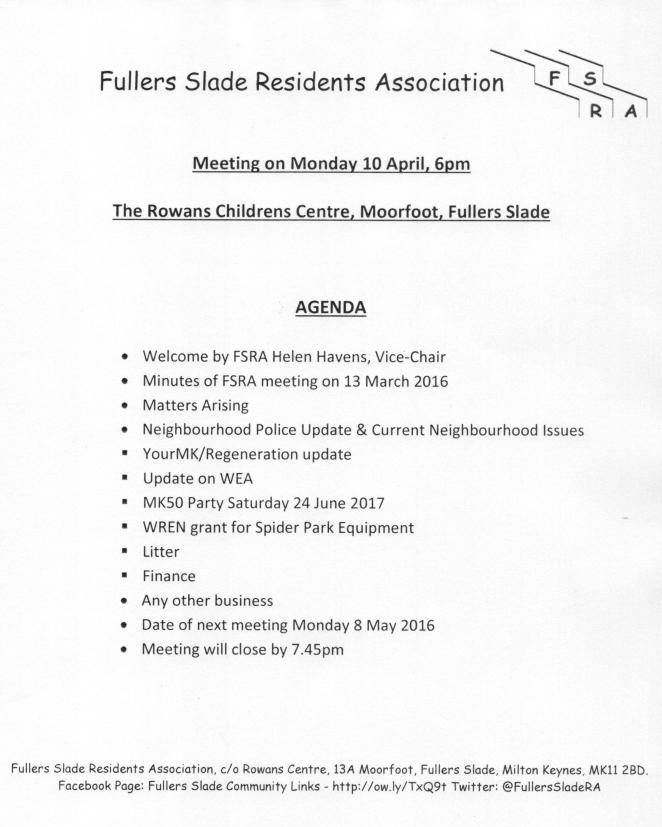 FullersSladeRA's tweet photo. #FSRA next meeting on Mon 10 Apr @6pm #RowansCentre. All residents welcome @MKCRegeneration @YourMKCommunity See u there! https://t.co/cMC2wA8GfM
