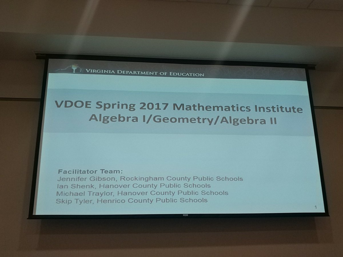 MathShenk's tweet photo. Looking forward to sharing updates to high school @VDOE_News standards and learning from Wytheville teachers! #SOL2016 https://t.co/KQSFz1yuZi