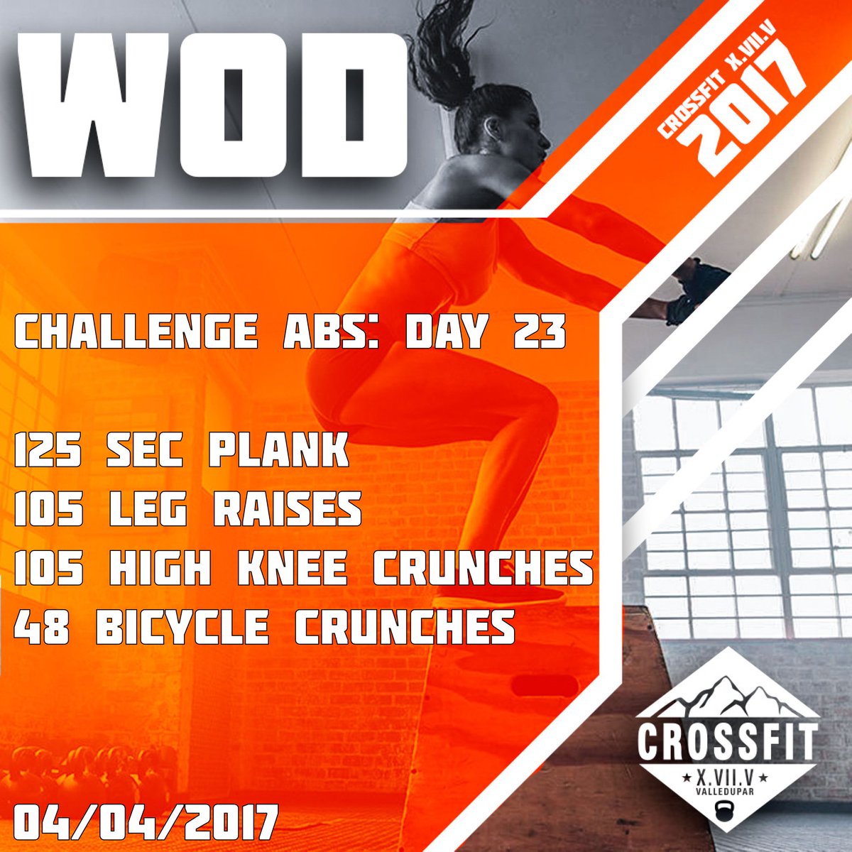 CrossFitxviiv's tweet photo. Para los que sobrevivieron al purgatorio hoy les abrimos las puertas al cielo del #RetoAbs con 125sec plank,¡Que delicia! #CrossFit https://t.co/UJklarR7wV